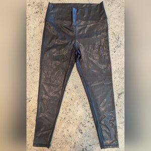 Mono B Coated Shiny Leggings XL Black High Rise Athleisure